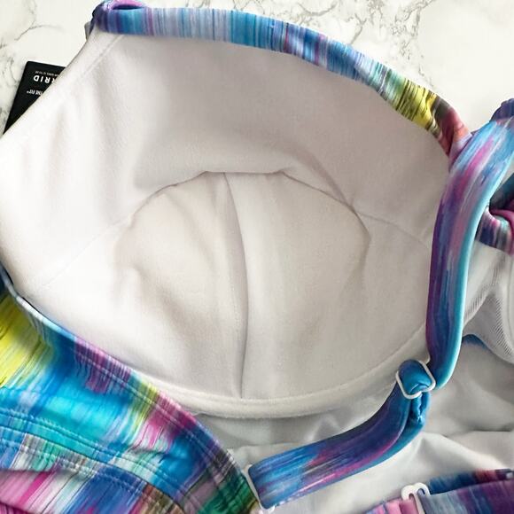 Torrid Multicolor Endless Stripe Push-up Demi Bikini Top Size 4X New with Tags - Picture 8 of 9